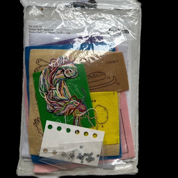 Janlynn Christmas Stocking Kit Tinkerbell  18" Disney Felt 2007 Applique New - Picture 4 of 4